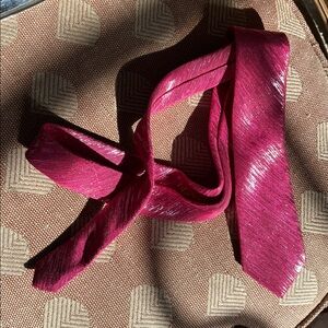 Unisex cool Vintage metallic thread silver in Pink neck tie or belt sash detail